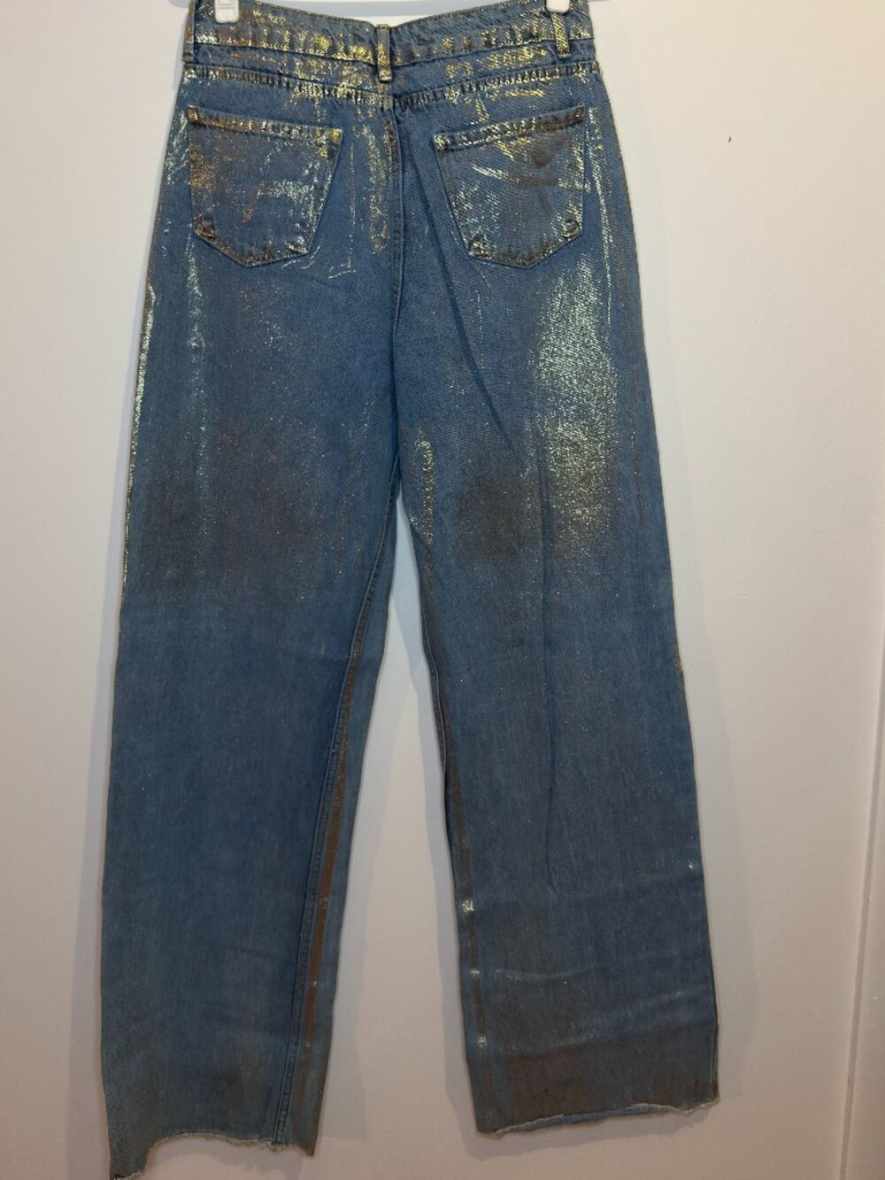 Itβs Oreo Jeans Metallic Gold Wide Leg Jeans Size 8 β¨ - Picture 4 of 6